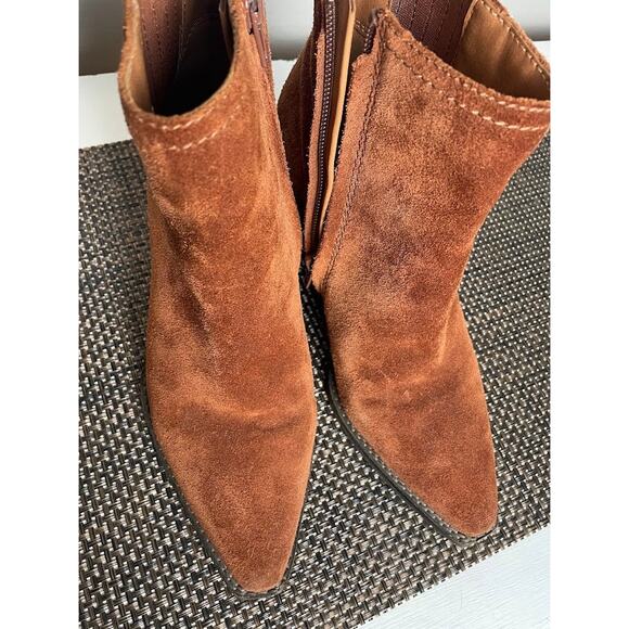 Zodiac Women's Robyn Pointed Toe Booties Size 7.5M Leather Ankle Boots Cognac - Picture 12 of 14